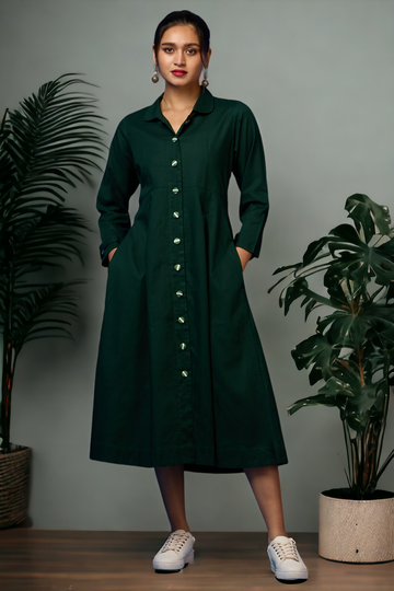 versatile peter pan collar dress/ jacket - Forest Shadows & Verdant Beauty