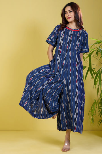 deep blue jumpsuit with sleeves & pockets twilight dance