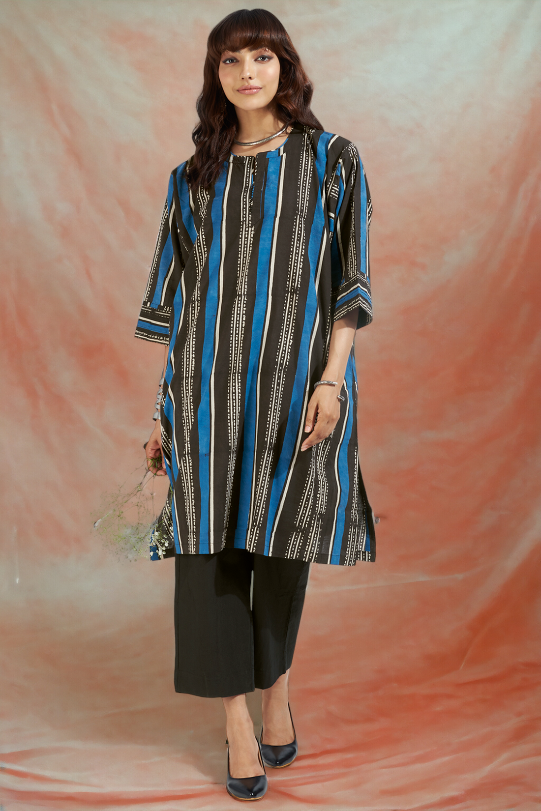 leisure tunic - eclectic blue & midnight stripes