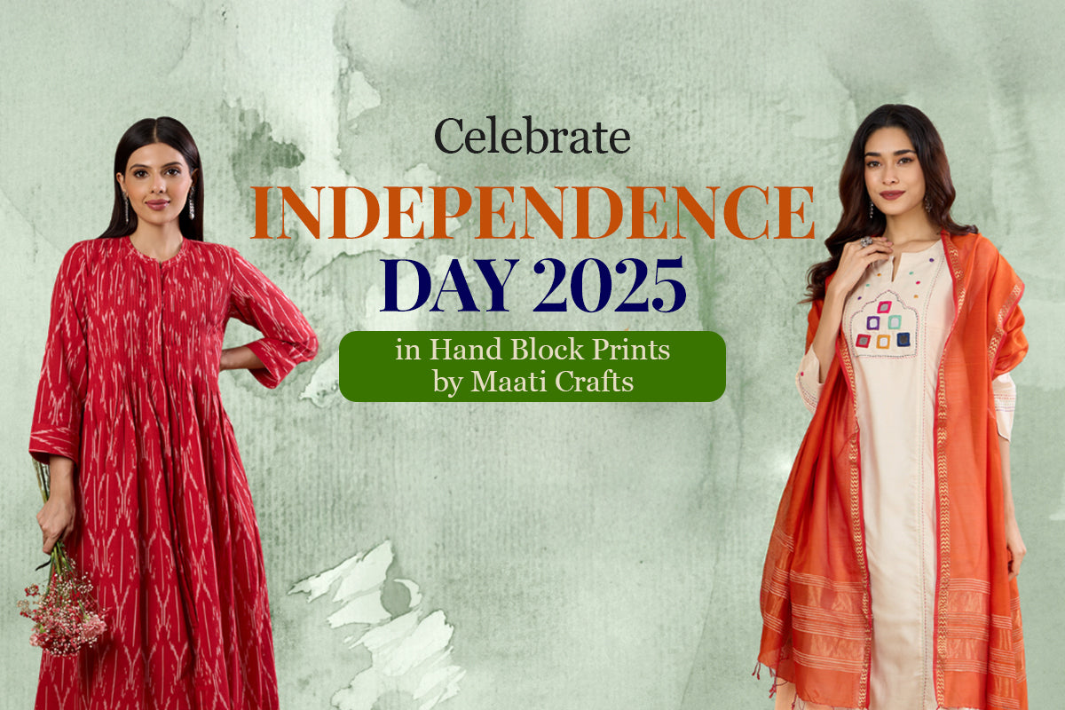 Hand Block Prints Dress for Independence Day