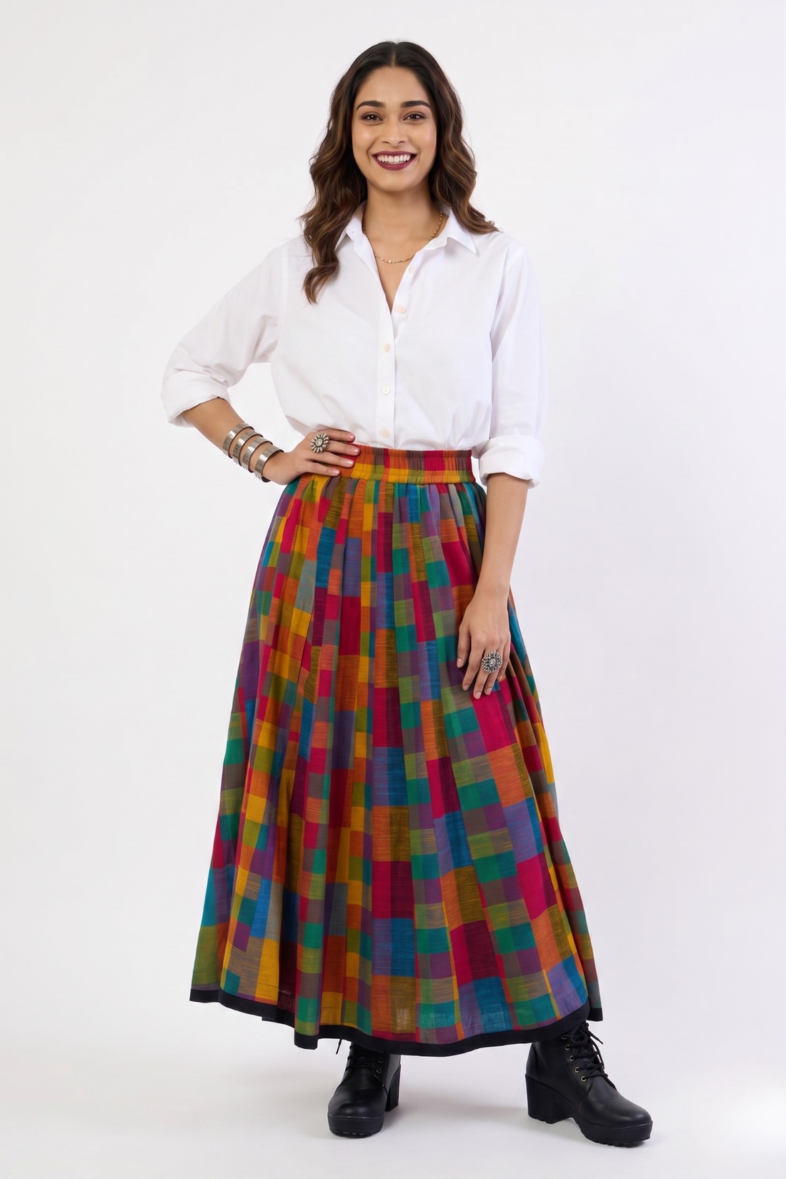 Bold Prism Panelled Cotton Swirl Skirt