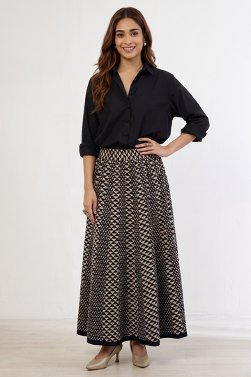 Inkwoven Mirage Cotton Panelled Flared Skirt