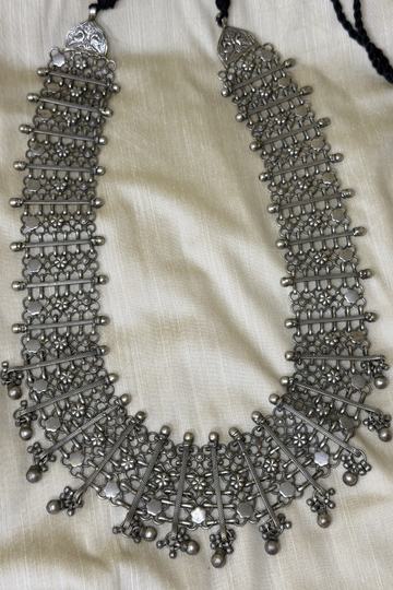 Oxidised Tribal Net Design Long Statement Piece