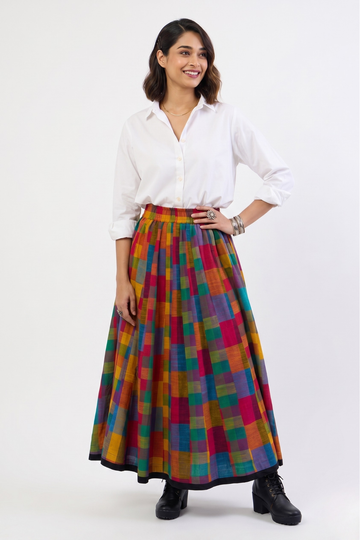 Bold Prism Panelled Cotton Swirl Skirt