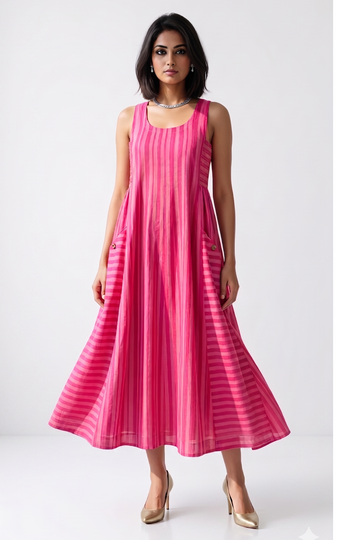 Smocked Berry Blush Bands Cotton Sleeveless Dress