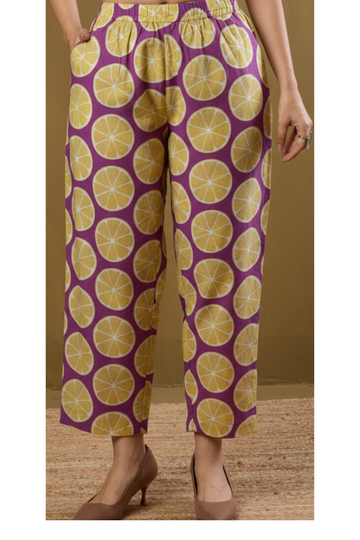 Comfort fit pants - Purple Lemon Cotton