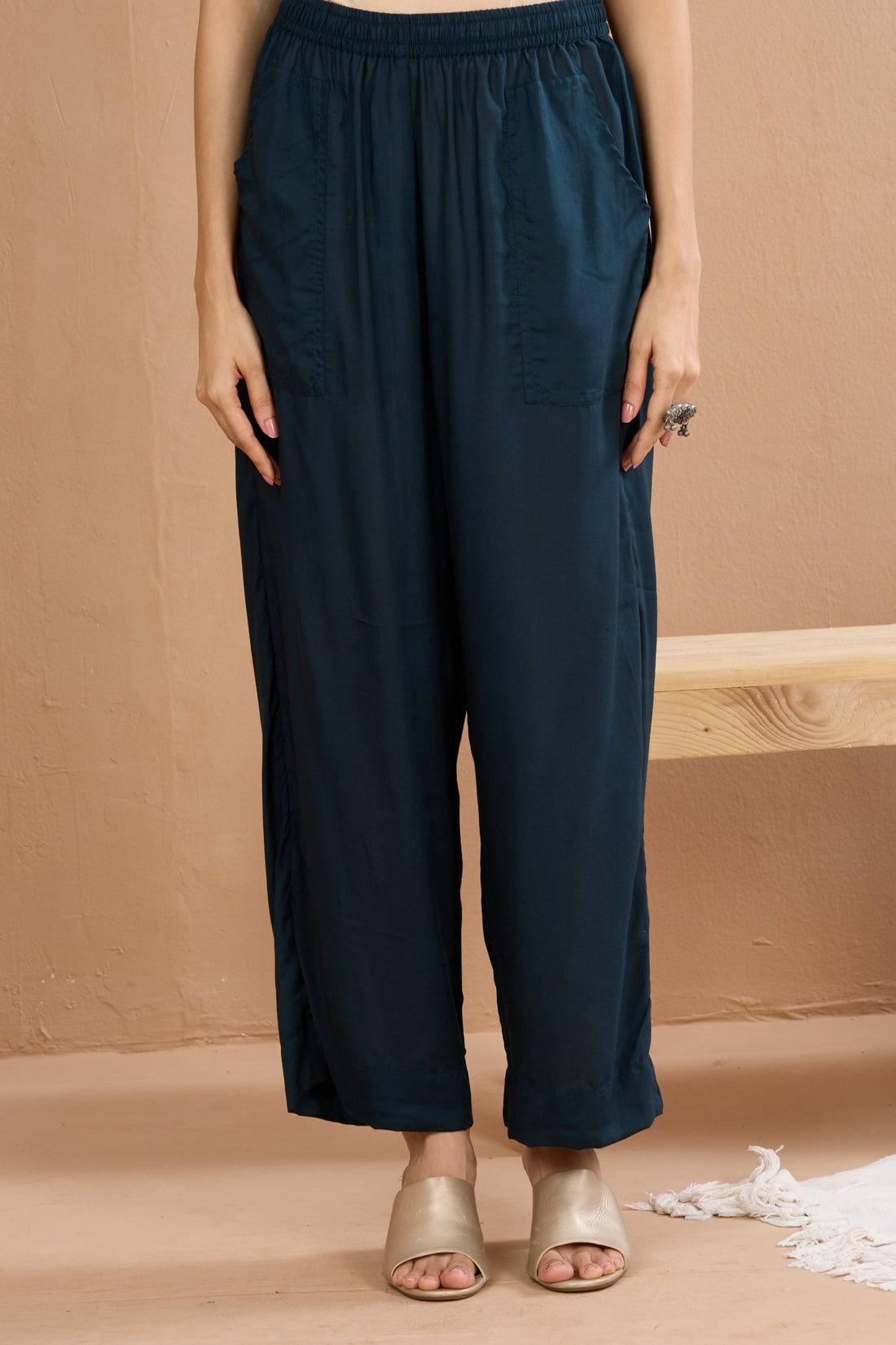 comfort fit modal pants - dark green
