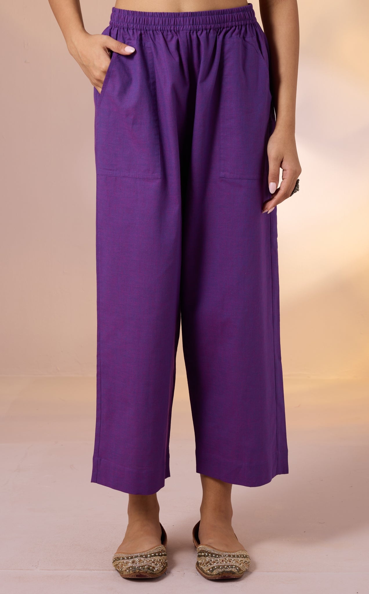 Comfort fit pants - Purple Cotton Dyed