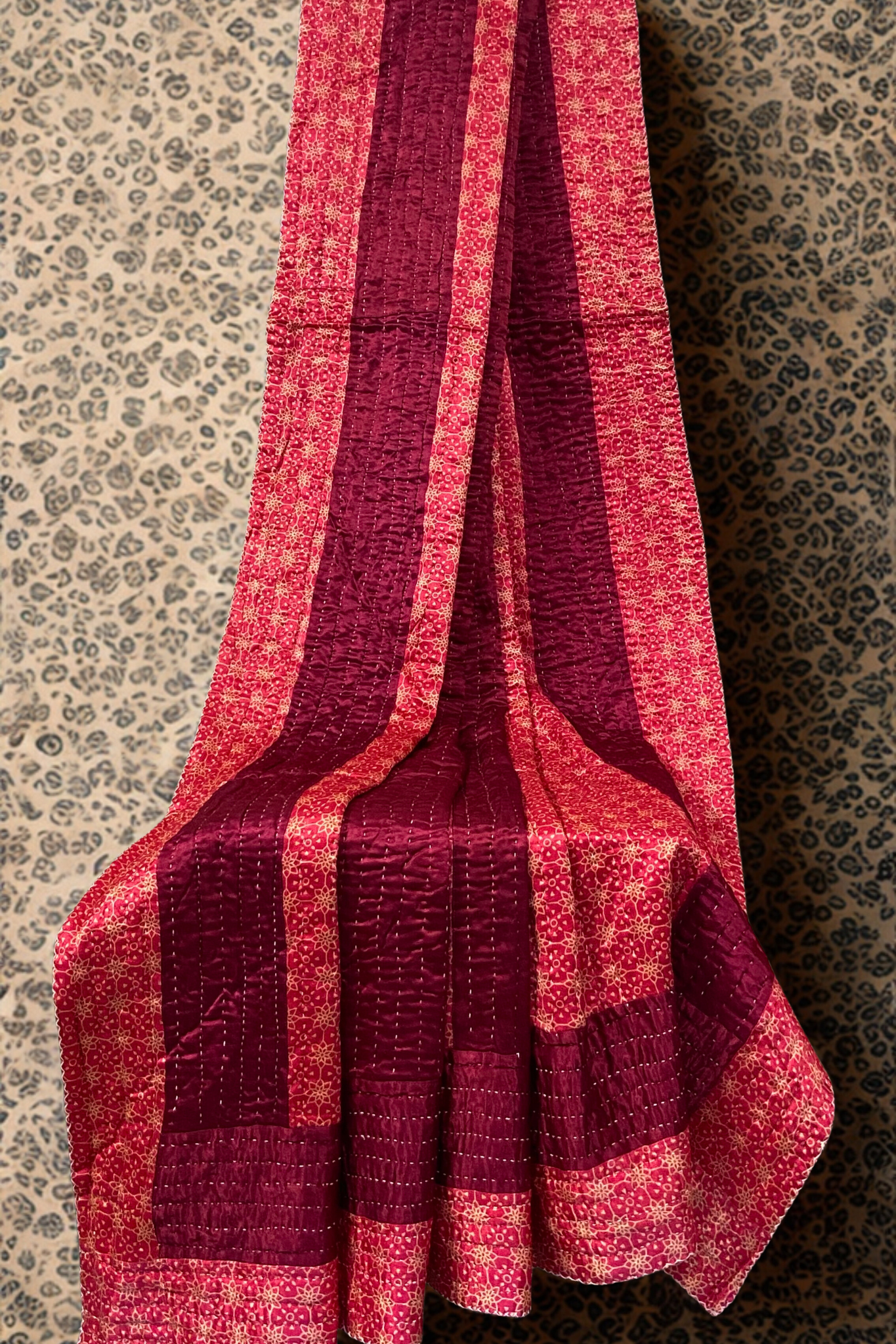 handcrafted reversible mashroo double quilt with filler - Gilded Rose & Gold