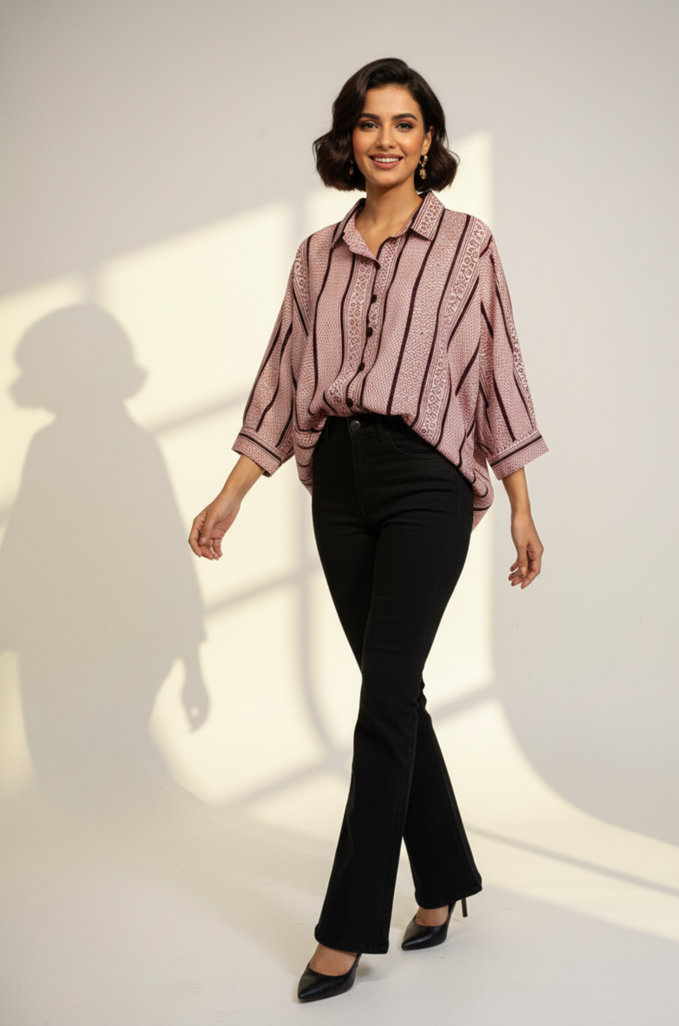 Noir Maze Handblock Printed Everyday Cotton Shirt