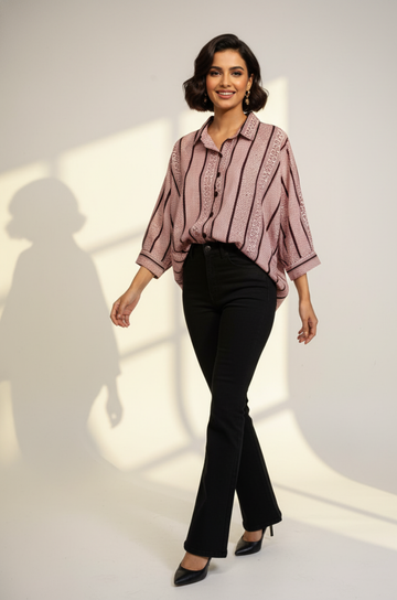 Noir Maze Handblock Printed Everyday Cotton Shirt