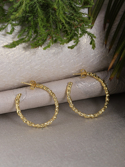 jewelry - berserk - Gold Plated Textured Hoops