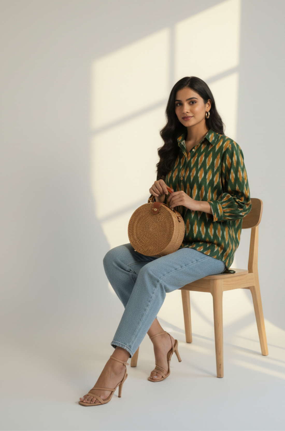 Golden Moss Cotton Button Down Shirt