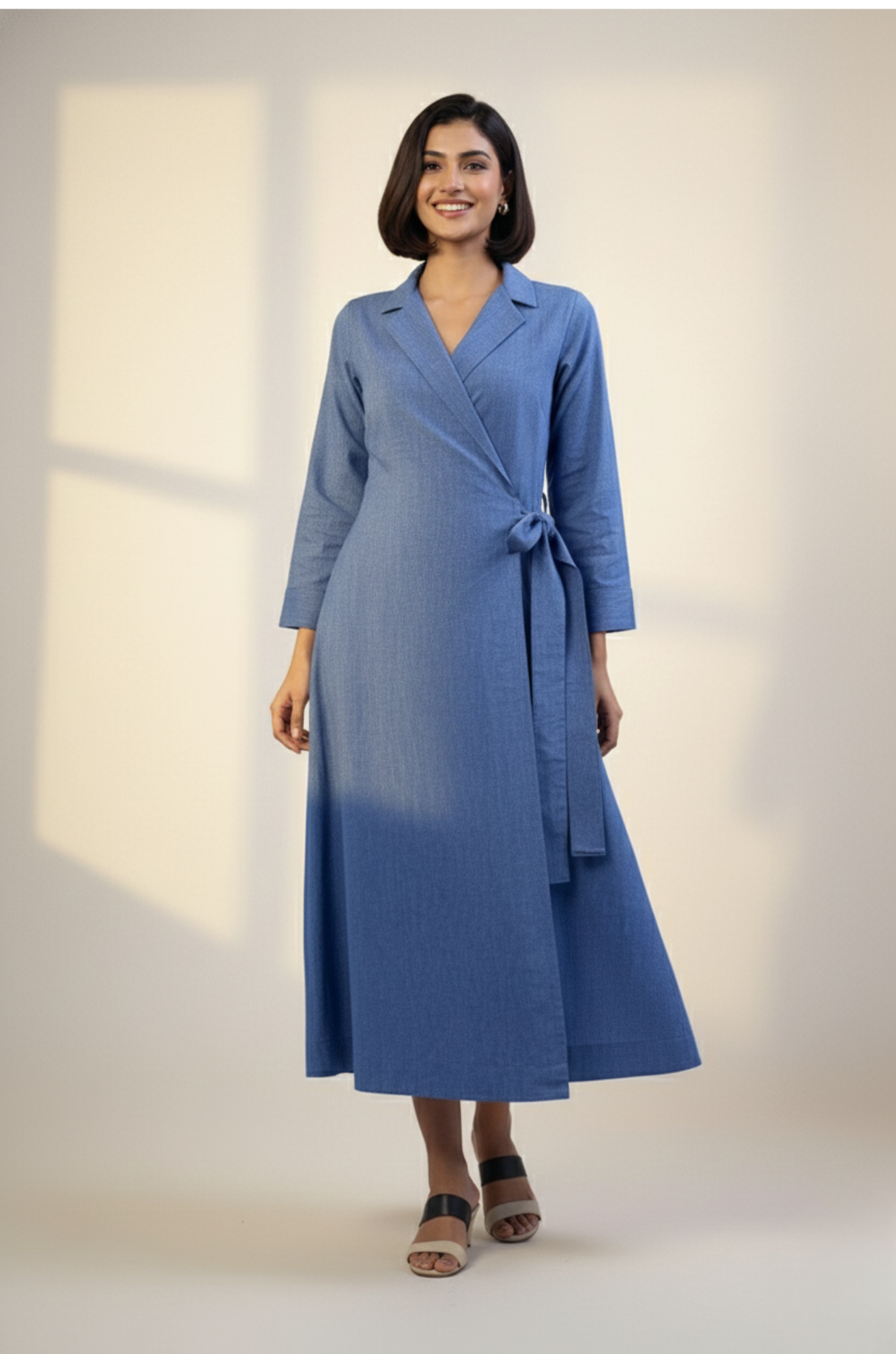 Cobalt Dream South Cotton Trench Belt Dress