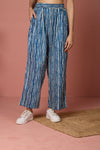 comfort fit cotton pants - blue & lines