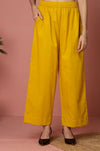 comfort fit cotton pants - yellow & linen cotton