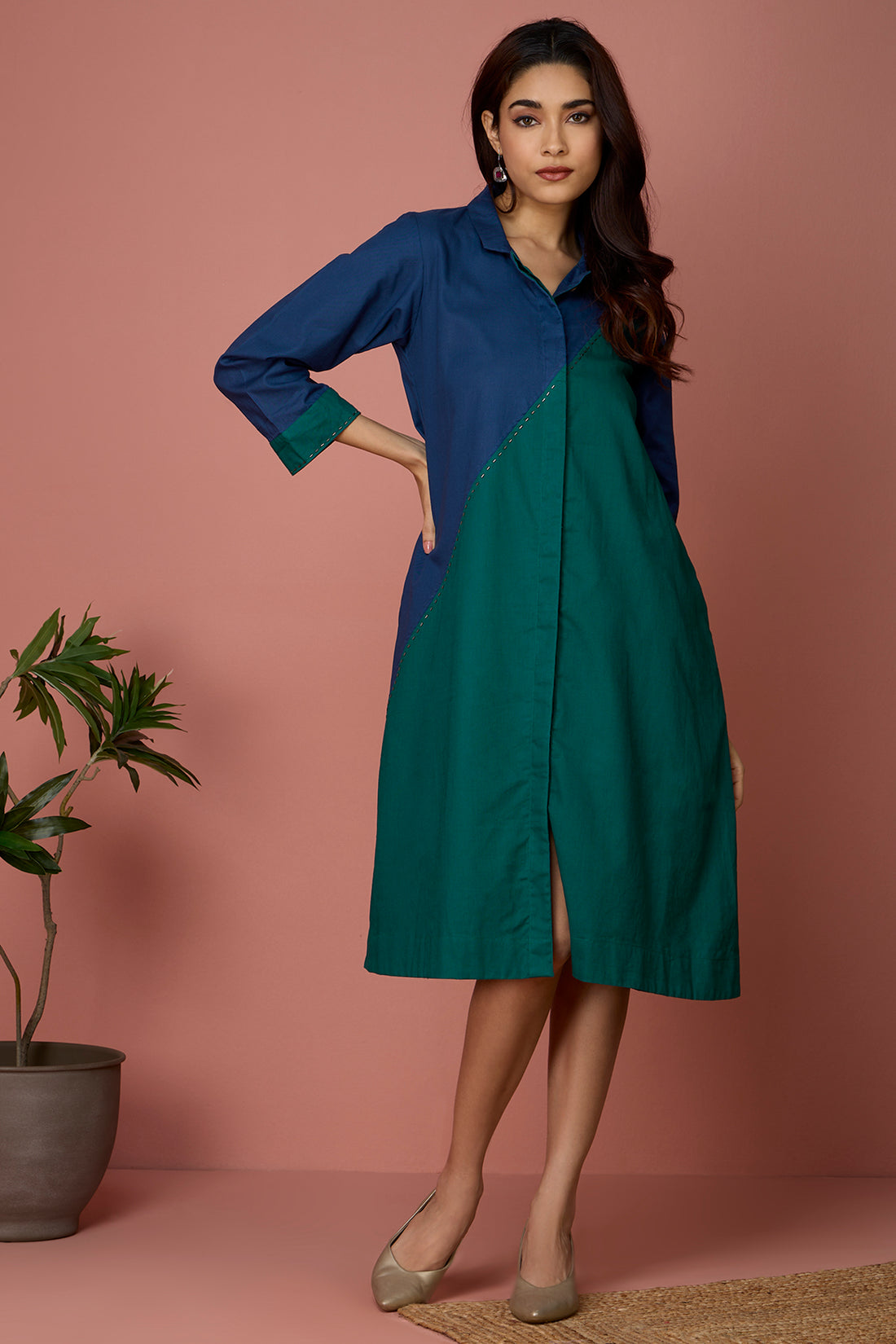 cross shirt dress - Indigo & Emerald