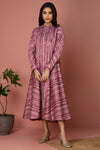 flared panel dress - Magenta Mirage & Opal White Lines