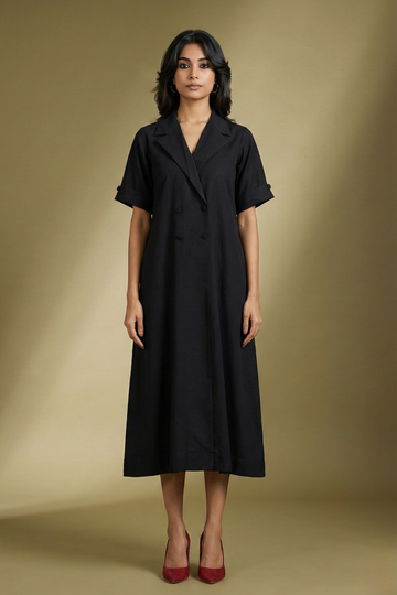 Timeless Noir Midi Blazer Dress