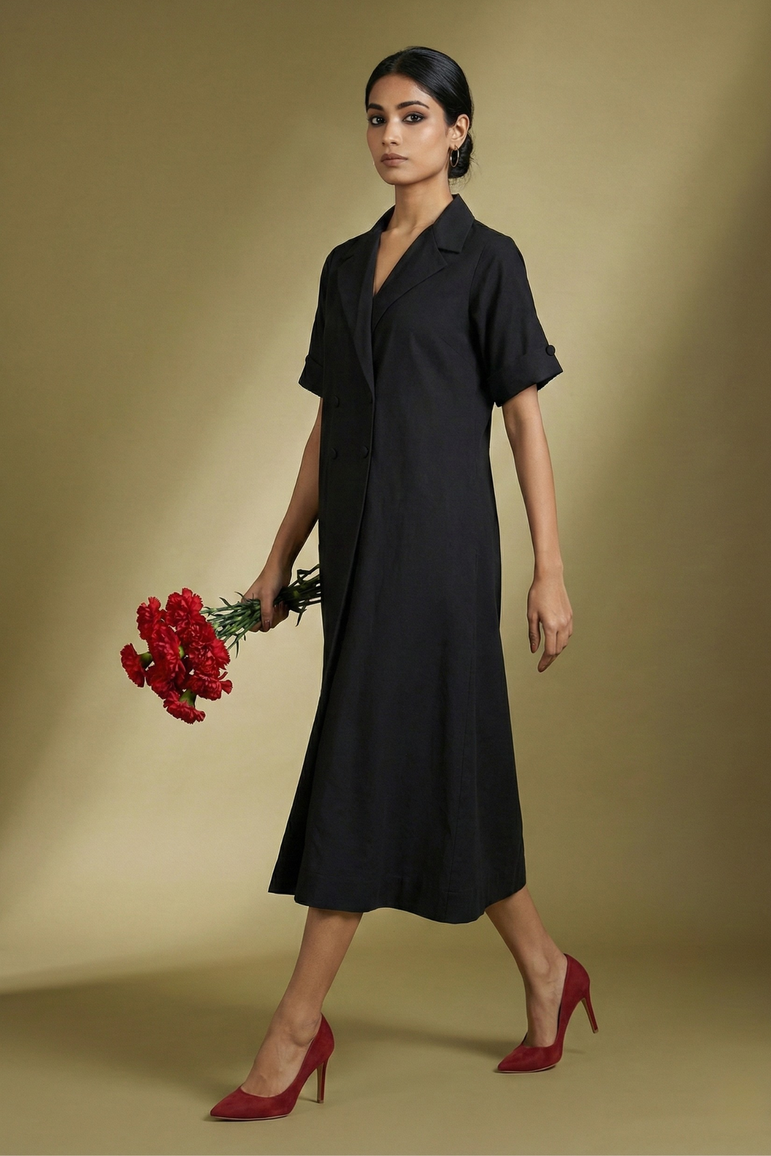 Timeless Noir Midi Blazer Dress