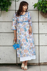 pintuck yoke kalidar slit kurta - gilded ochre & noir charm