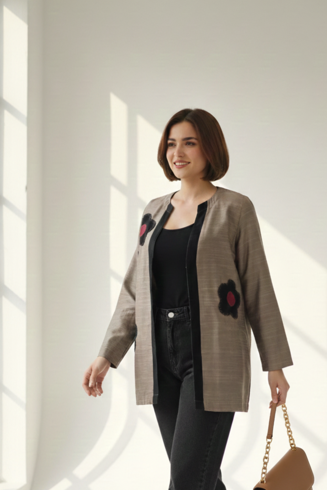 Dusky Gold Luxe Silk Slub Short Jacket