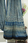 ajrakh modal silk sarees - floral symphony in sunlit indigo