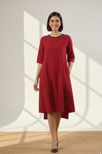 Cherry & Gold Mist Side Bias Shift Dress