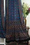 ajrakh modal silk sarees - serene indigo & phool butta