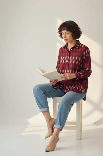 Rustic Ikat Cotton Button Down Shirt