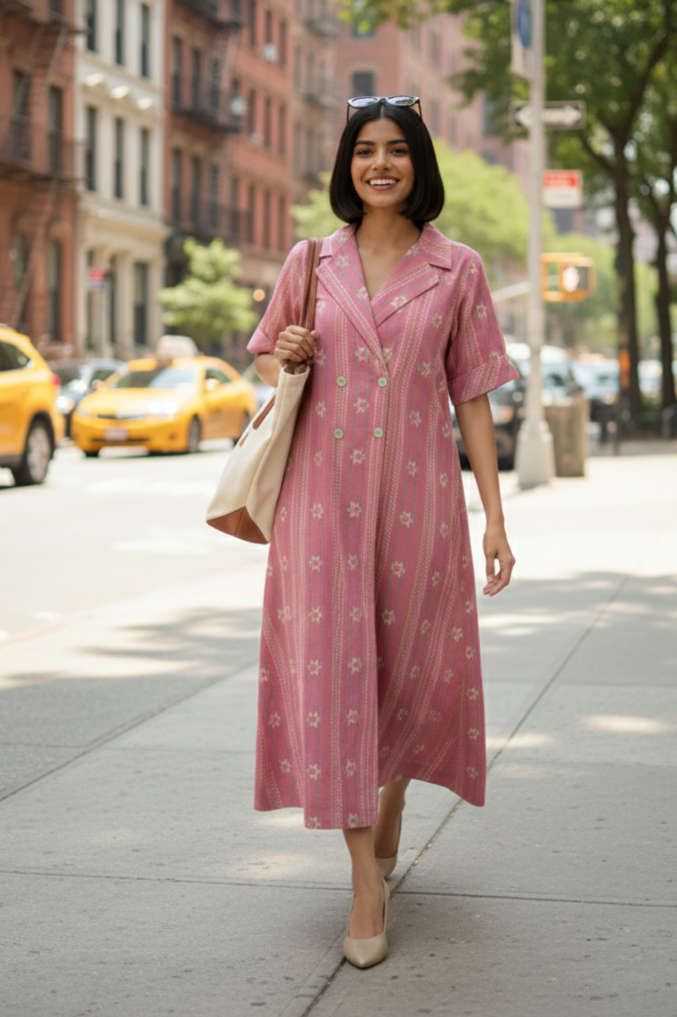 Rosy Blush Midi Blazer Dress