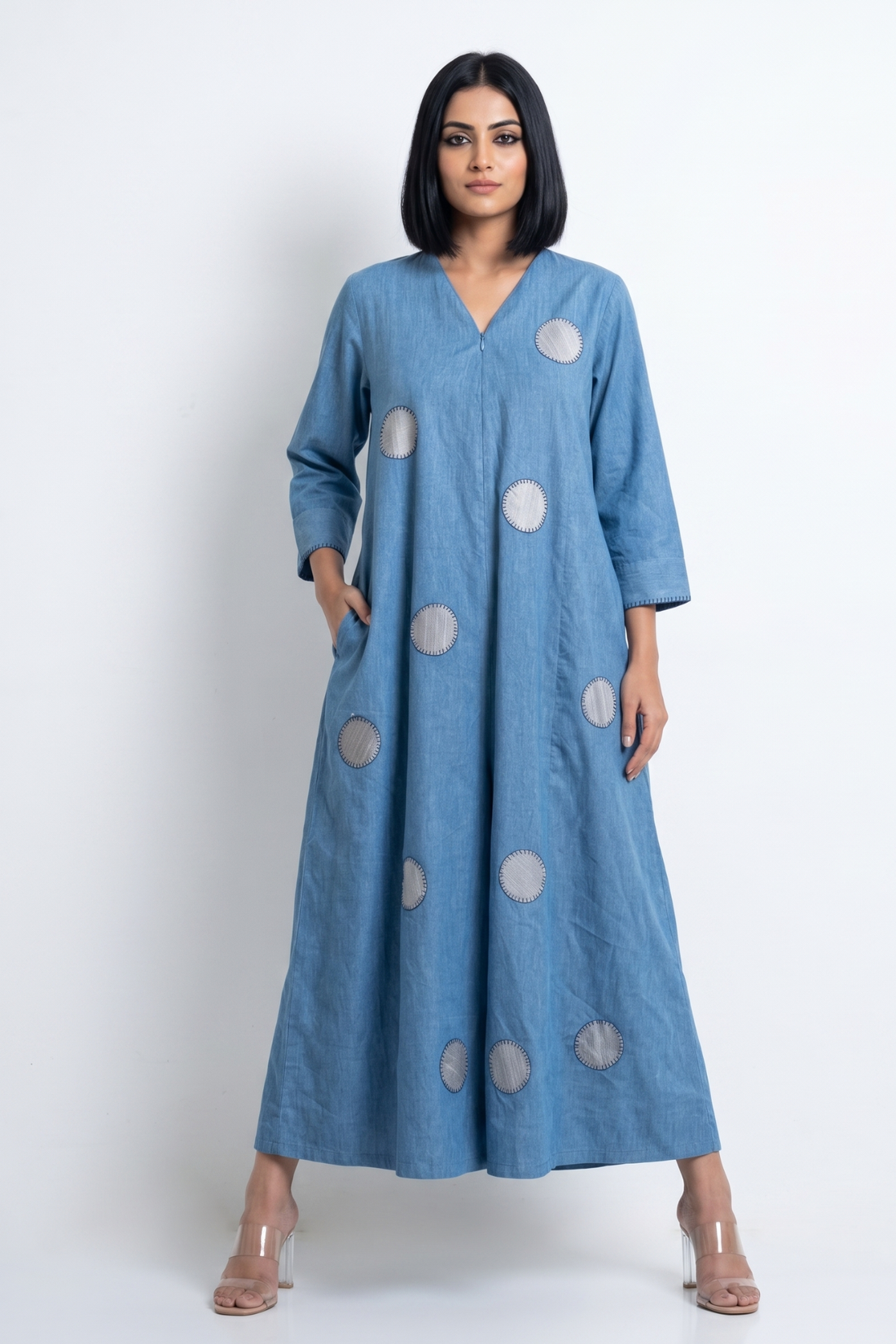 Skyloom Cotton Front Zipper Cotton Jumpsuit with Pockets & Sleeves
