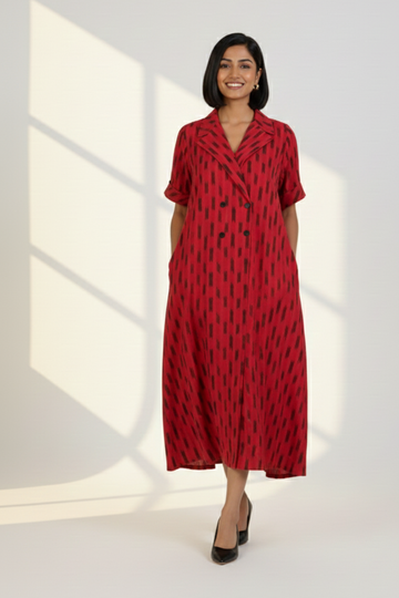 Red Ember Specks Midi Blazer Dress