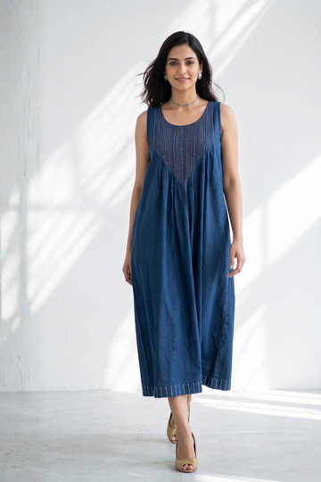 Denim Heritage Cotton Pintuck Sleeveless Dress