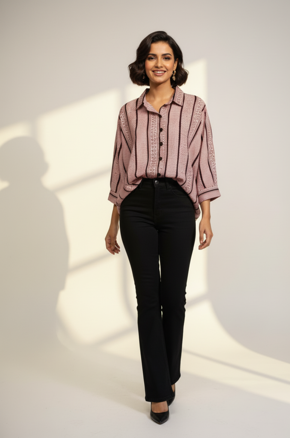 Noir Maze Handblock Printed Everyday Cotton Shirt