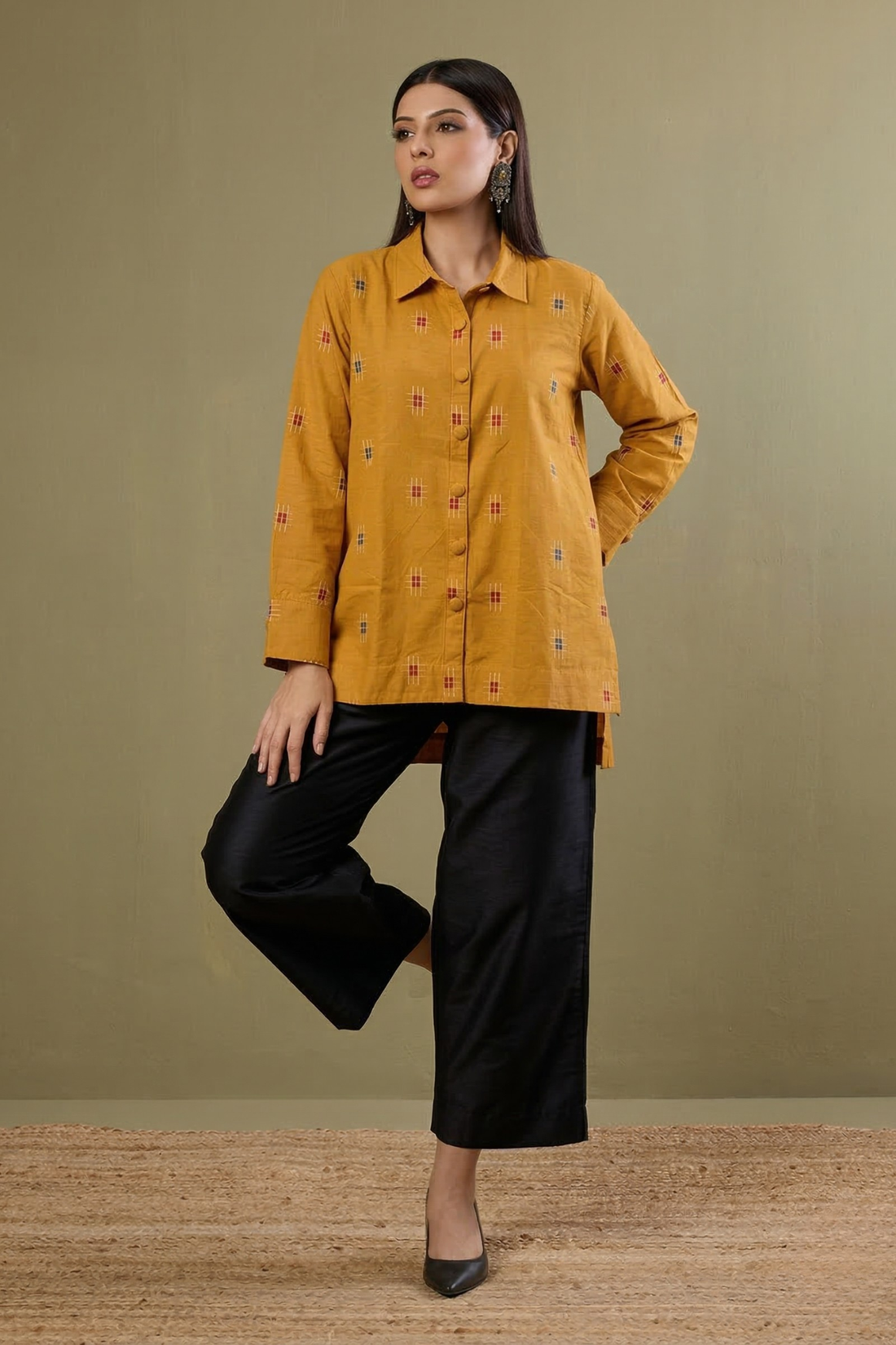 Marigold Mosaic High Low Hem Shirt