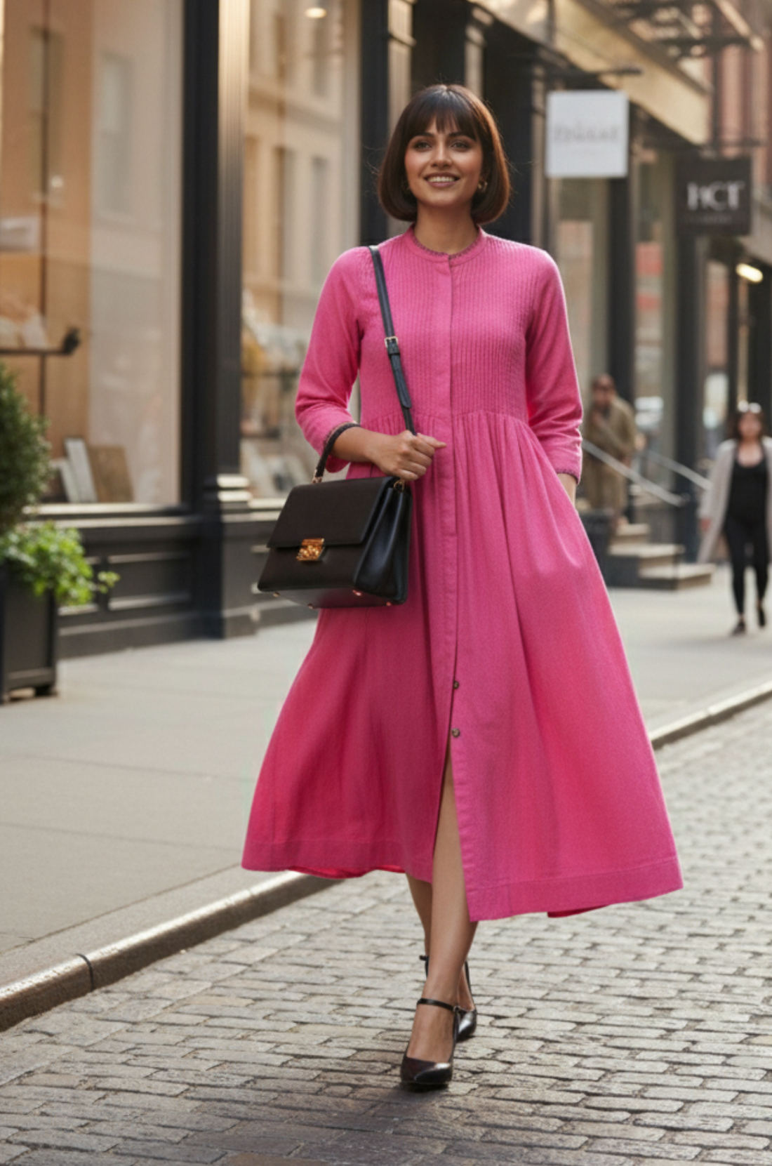 Petal Pink Cotton Infinity Pintuck Dress