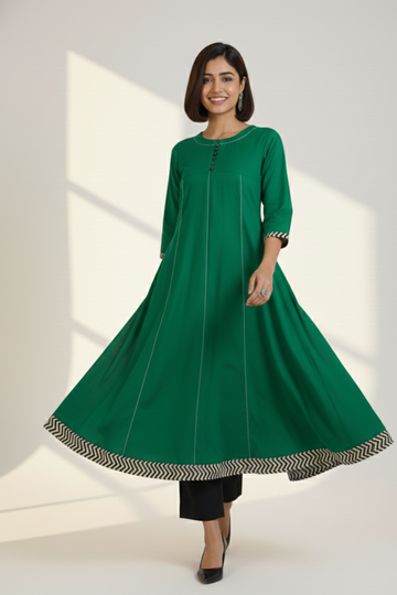Emerald Glow Elegant Long Anarkali