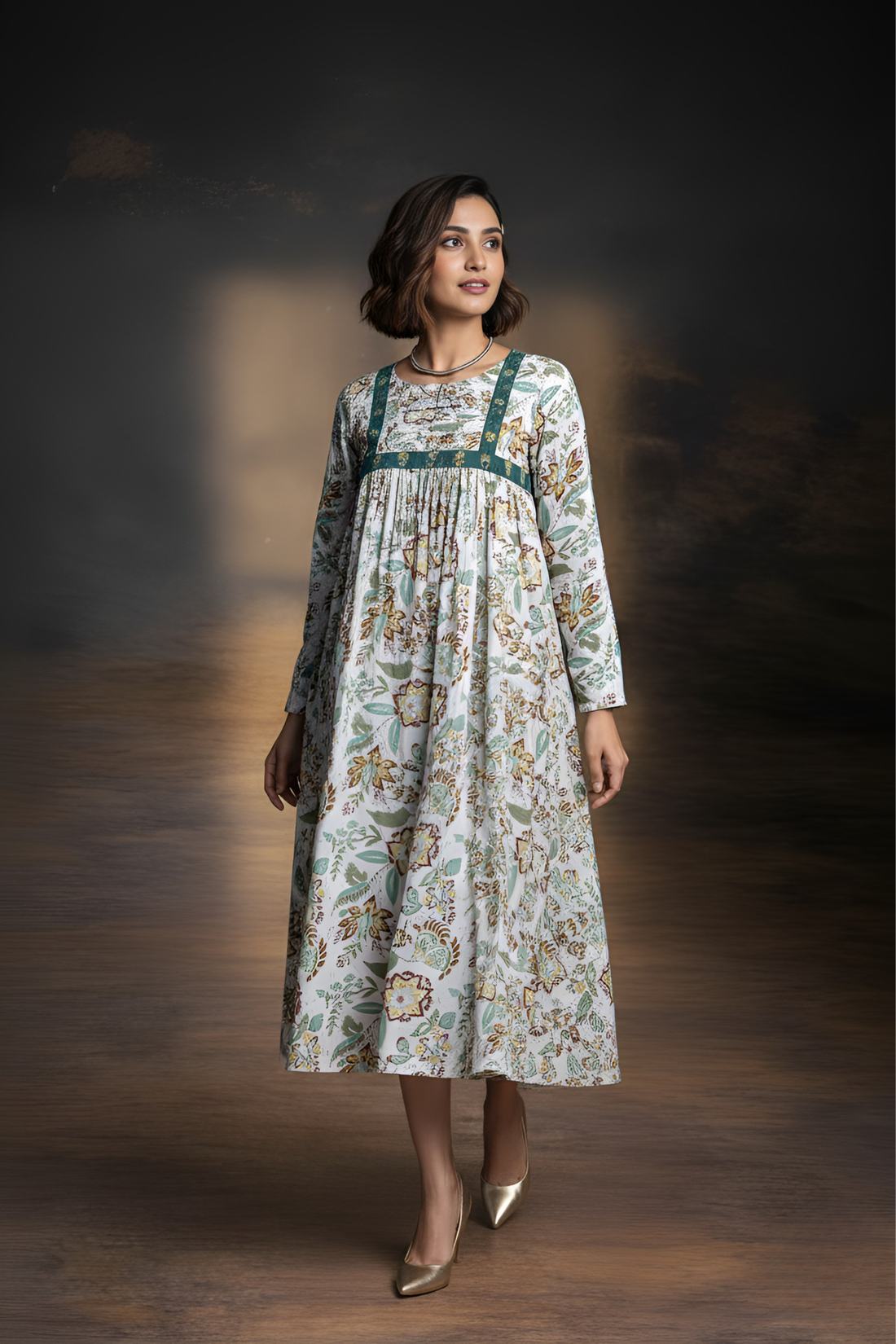 vintage big swirl dress - ivory garden & cosmopolitan chic