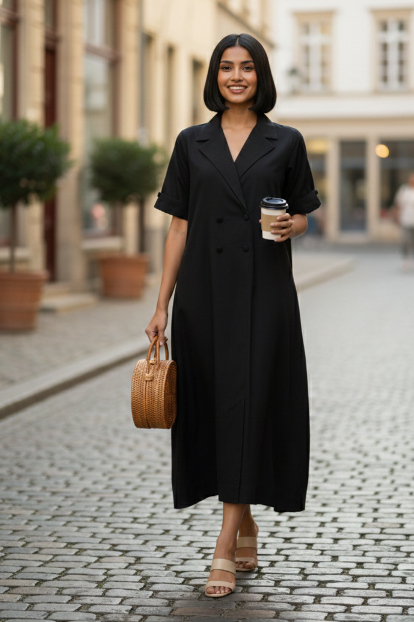 Timeless Noir Midi Blazer Dress
