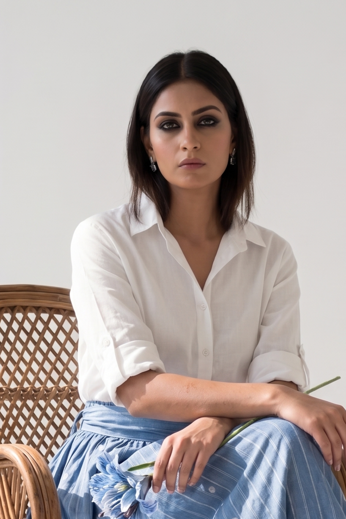 Moonlight White Modal Button Down Shirt