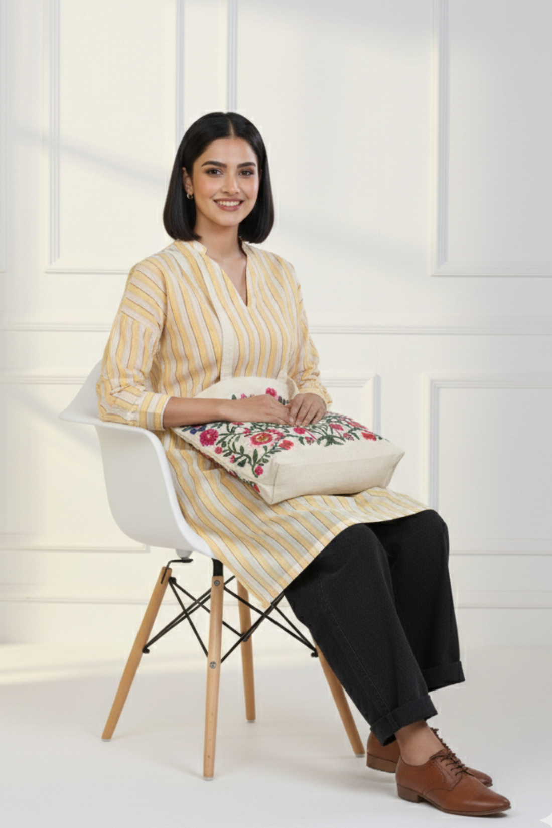 leisure long tunic - sunny stripes & white canvas