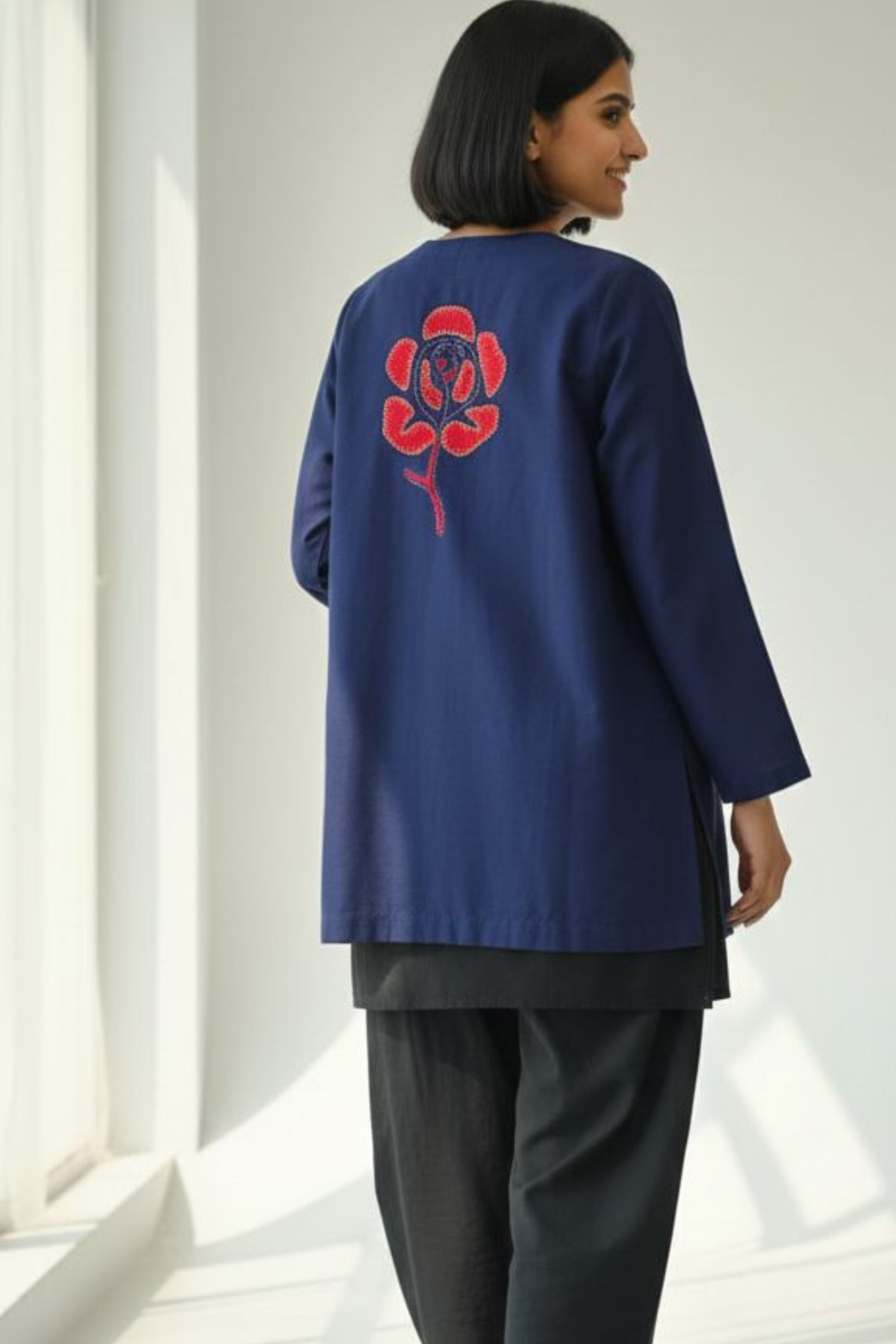 Deep Sapphire Luxe Silk Slub Short Jacket