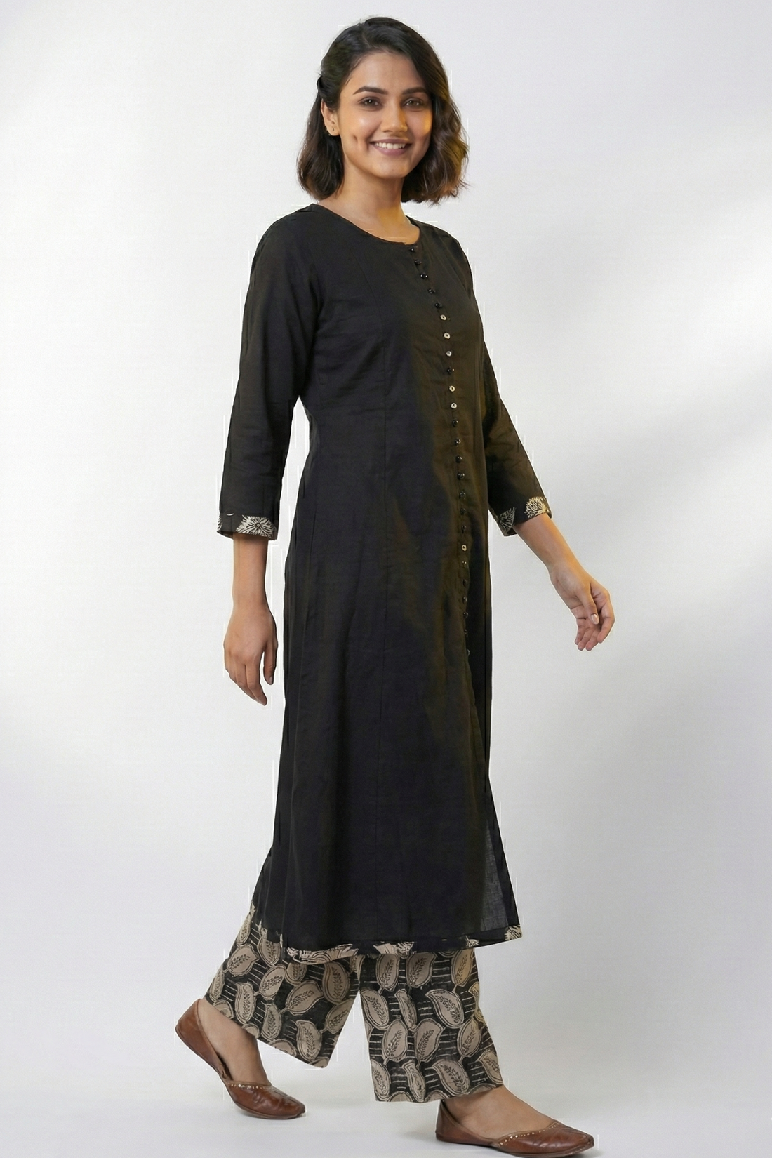 Charcoal Chic Pop Potli Anarkali Kurta Kurta