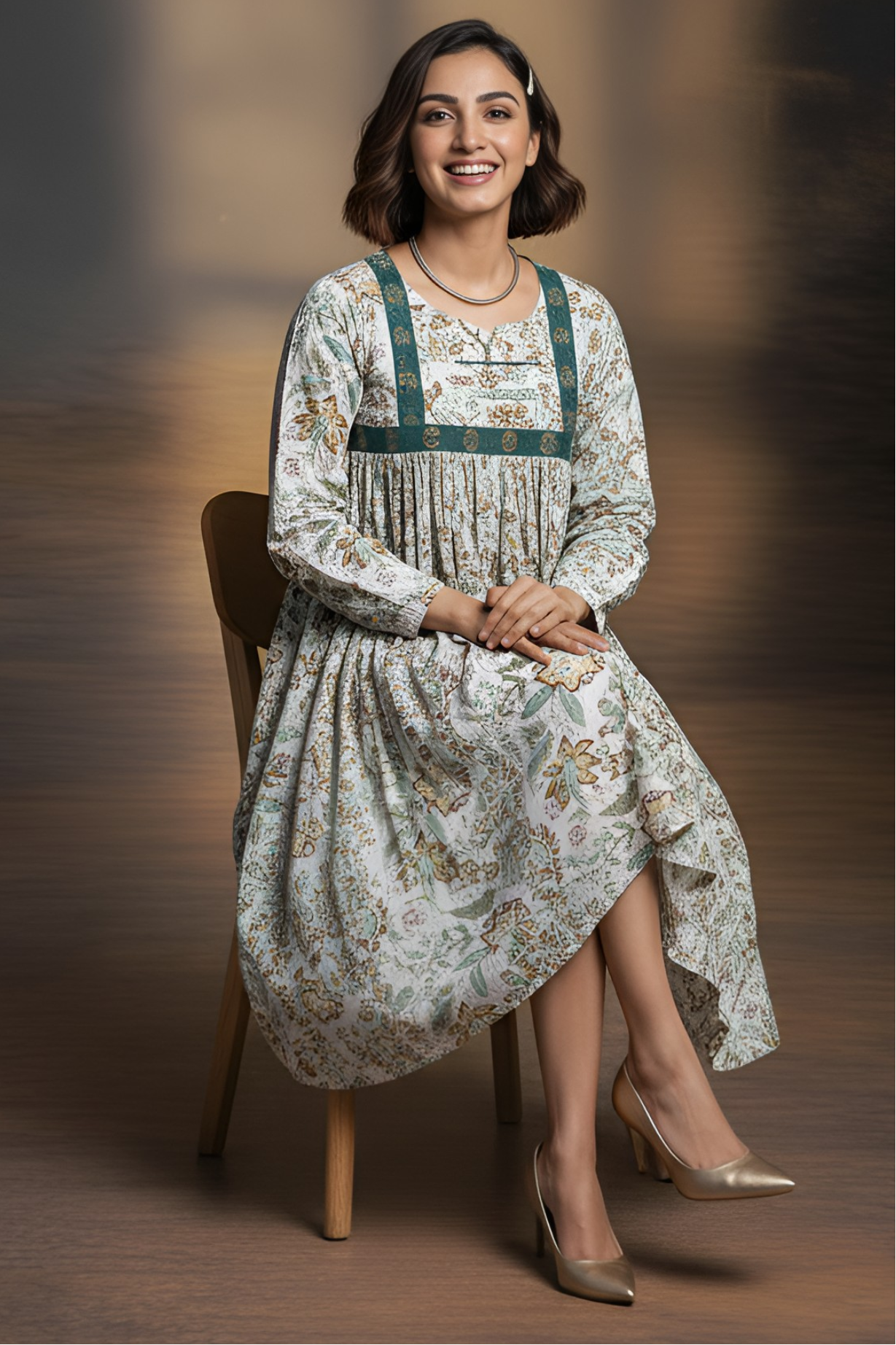 vintage big swirl dress - ivory garden & cosmopolitan chic