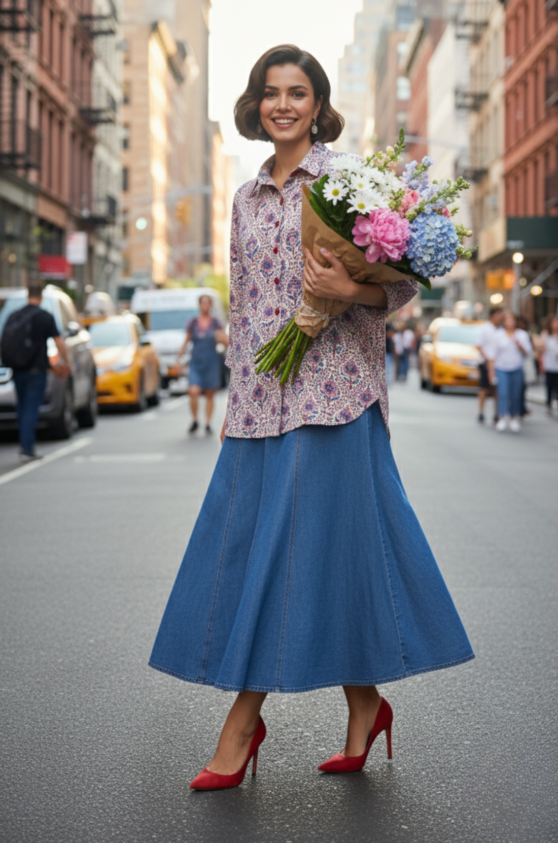 Floral Symphony Handblock Printed Everyday Cotton Shirt
