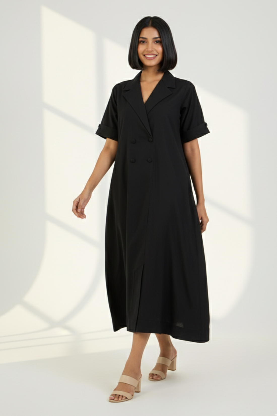 Timeless Noir Midi Blazer Dress