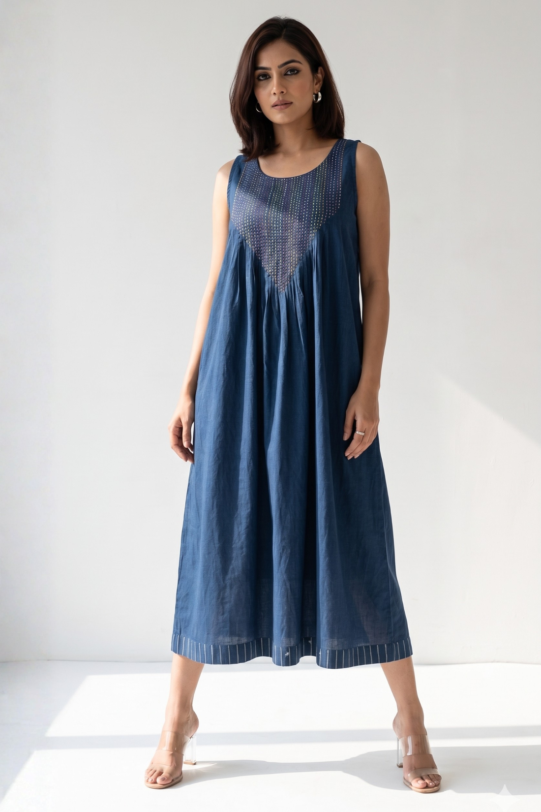 Denim Heritage Cotton Pintuck Sleeveless Dress