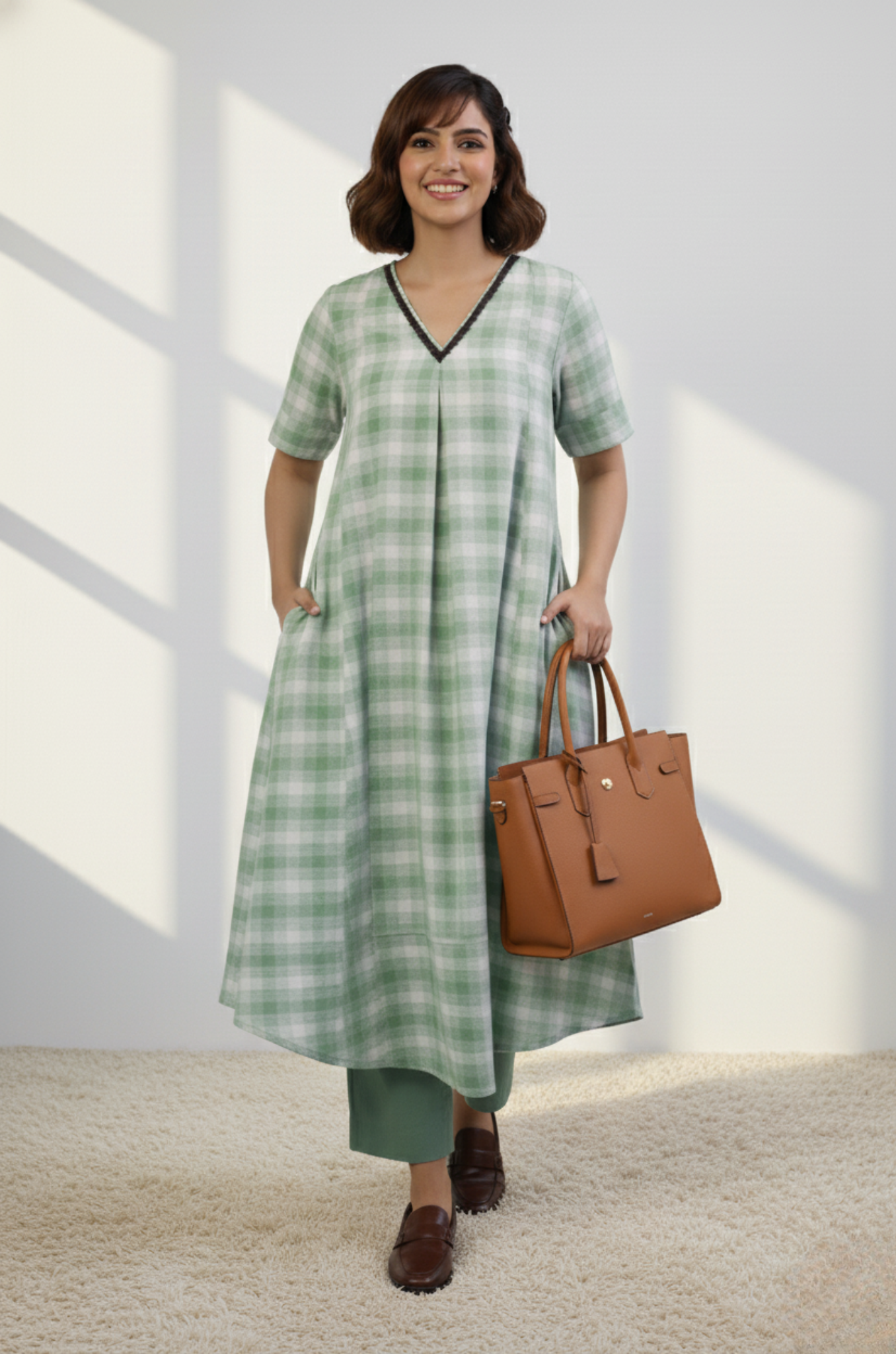 Pastel Meadow Modern Box Pleated Cotton Kurta