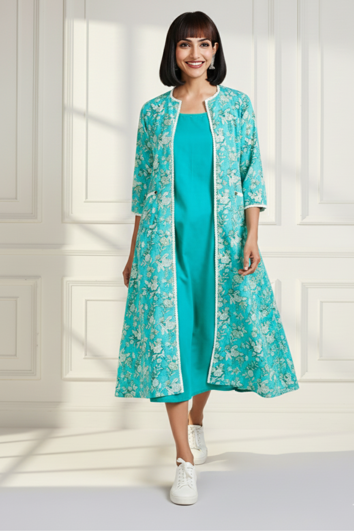 ensemble - jacket + dress - botanical tint & perennial blooms